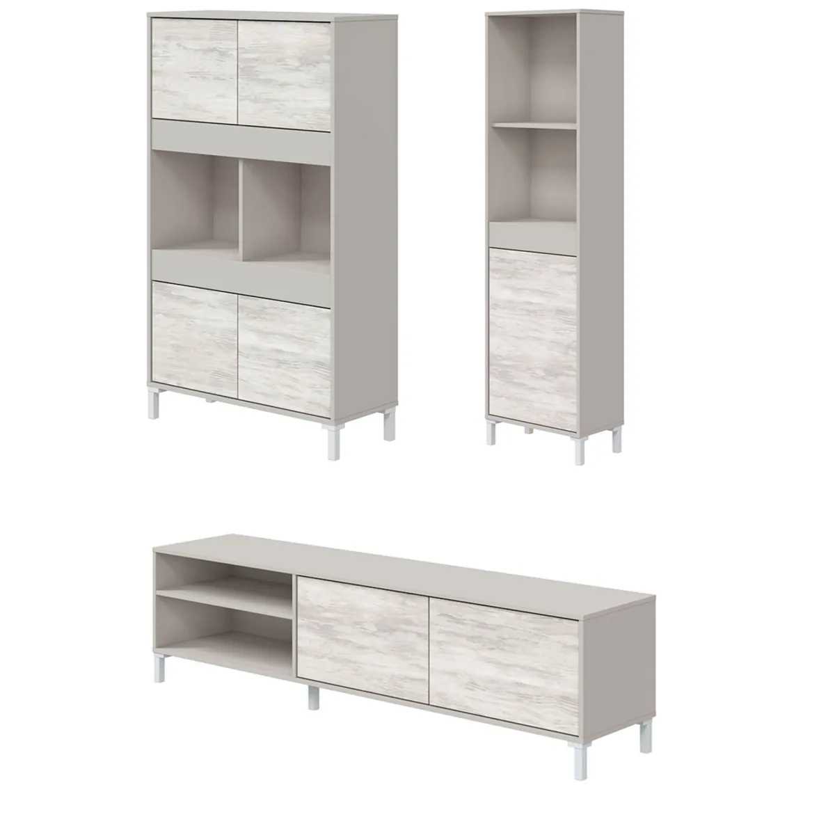 Mobili Soggiorno > Dmora Set Mobili da Soggiorno Modulabile 7 Ripiani, 7 Ante - Nibionno Beige Chiaro