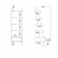Set Mobili da Soggiorno Bianco Marrone Quercia 10 Ripiani 4 Cassetti, 2 Ante - Apiro