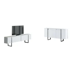 Mobili Soggiorno > Dmora Set Mobili da Soggiorno Bianco Nero Modulabile 4 Ripiani, Apertura a Ribalta - Gizzeria Nero, Bianco