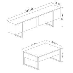 Set Mobili da Soggiorno Bianco Nero Modulabile Apertura a Ribalta, 2 Vani - Mornasco