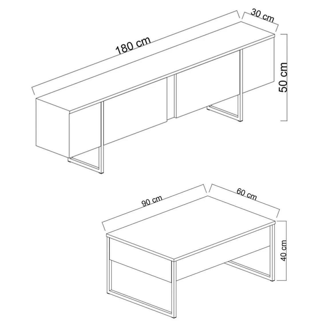 Set Mobili da Soggiorno Bianco Nero Modulabile Apertura a Ribalta, 2 Vani - Mornasco