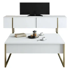 Set Mobili da Soggiorno Bianco oro Modulabile Apertura a Ribalta, 2 Vani - Mornasco