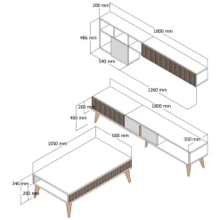 Mobili Soggiorno > Dmora Set Mobili da Soggiorno Marrone Noce Nero Antracite Modulabile 9 Ripiani, 2 Ante - Segrate Nero Antracite, Marrone Noce