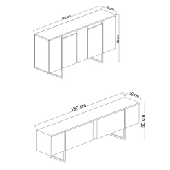 Mobili Soggiorno > Dmora Set Mobili da Soggiorno Marrone Noce oro Modulabile 2 Ante, 2 Vani - Mornasco Oro, Marrone Noce