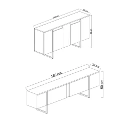 Set Mobili da Soggiorno Marrone Noce oro Modulabile 4 Ripiani, Apertura Battente, a Ribalta - Pignano