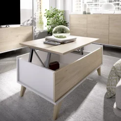 Set Mobili da Soggiorno Marrone Rovere Bianco Cassetti Modulabile, 4 Ripiani - Tellur