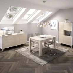 Mobili Soggiorno > Dmora Set Mobili da Soggiorno Marrone Rovere Bianco Modulabile 8 Ripiani, 6 Ante - Leverano Bianco, Marrone Rovere