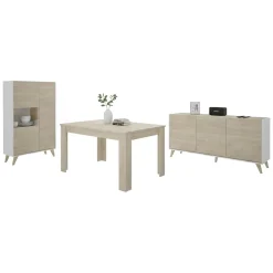 Mobili Soggiorno > Dmora Set Mobili da Soggiorno Marrone Rovere Bianco Modulabile 8 Ripiani, 6 Ante - Leverano Bianco, Marrone Rovere