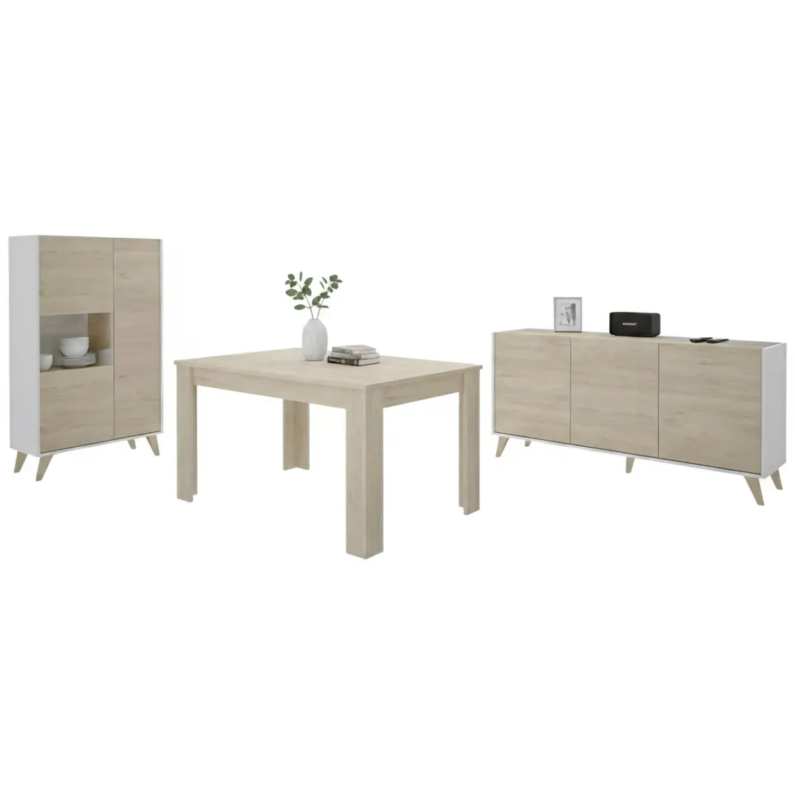 Mobili Soggiorno > Dmora Set Mobili da Soggiorno Marrone Rovere Bianco Modulabile 8 Ripiani, 6 Ante - Leverano Bianco, Marrone Rovere