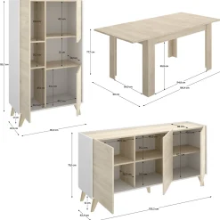 Mobili Soggiorno > Dmora Set Mobili da Soggiorno Marrone Rovere Bianco Modulabile 8 Ripiani, 6 Ante - Leverano Bianco, Marrone Rovere