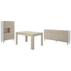 Mobili Soggiorno > Dmora Set Mobili da Soggiorno Marrone Rovere Bianco Modulabile 8 Ripiani, 6 Ante - Leverano Bianco, Marrone Rovere