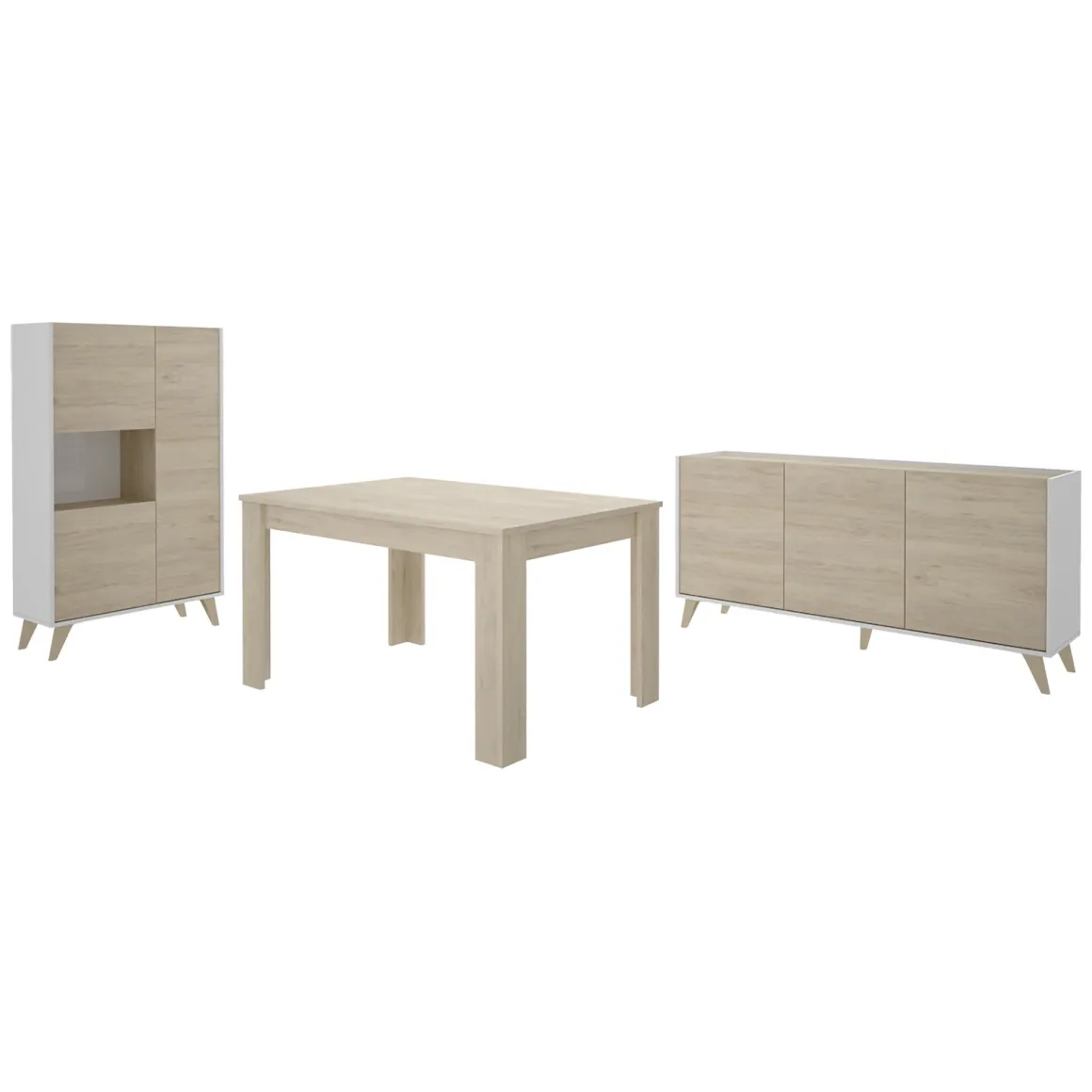 Mobili Soggiorno > Dmora Set Mobili da Soggiorno Marrone Rovere Bianco Modulabile 8 Ripiani, 6 Ante - Leverano Bianco, Marrone Rovere