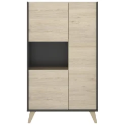Mobili Soggiorno > Dmora Set Mobili da Soggiorno Marrone Rovere Nero Antracite Cassetti Modulabile, 5 Ripiani - Tuscola Nero Antracite, Marrone Rovere