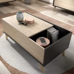 Mobili Soggiorno > Dmora Set Mobili da Soggiorno Marrone Rovere Nero Antracite Cassetti Modulabile, 5 Ripiani - Tuscola Nero Antracite, Marrone Rovere