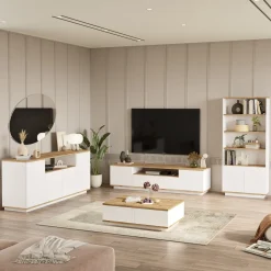 Set Mobili da Soggiorno Marrone Rovere Nodi Bianco Modulabile 11 Ripiani, 11 Ante - Stienta