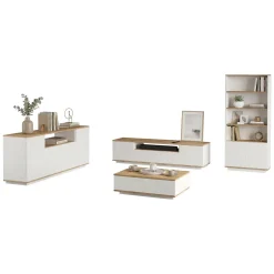 Set Mobili da Soggiorno Marrone Rovere Nodi Bianco Modulabile 11 Ripiani, 11 Ante - Stienta