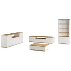 Set Mobili da Soggiorno Marrone Rovere Nodi Bianco Modulabile 11 Ripiani, 11 Ante - Stienta
