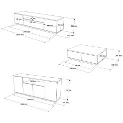 Set Mobili da Soggiorno Marrone Rovere Nodi Bianco Modulabile 7 Ripiani, 9 Ante - Robella