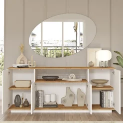 Set Mobili da Soggiorno Marrone Rovere Nodi Bianco Modulabile 7 Ripiani, 9 Ante - Robella
