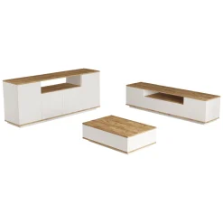 Set Mobili da Soggiorno Marrone Rovere Nodi Bianco Modulabile 7 Ripiani, 9 Ante - Robella