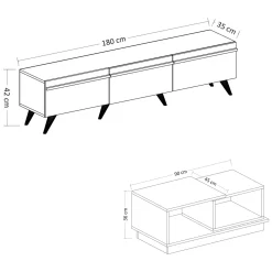 Mobili Soggiorno > Dmora Set Mobili da Soggiorno Nero Antracite Marrone Noce Modulabile 2 Ripiani, 3 Ante - Lerici Marrone Noce, Nero Antracite