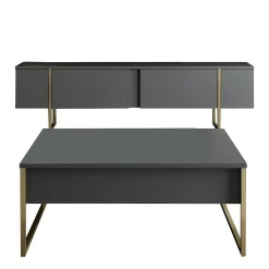 Set Mobili da Soggiorno Nero Antracite oro Modulabile 2 Ante, 2 Vani - Mornasco