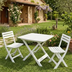 Set pic-nic economico 2 posti e 1 tavolo bianco - Viticuso