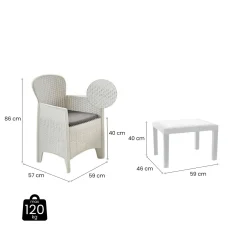 Set salotto cortile economico 2 posti e 1 tavolo bianco - Aneta