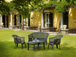 Outdoor > Dmora Set salotto da esterno Adone, 100% Made in Italy, Antracite Nero Antracite