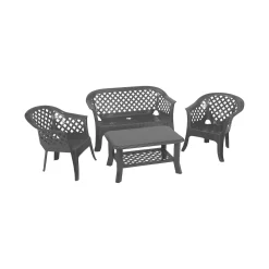 Outdoor > Dmora Set salotto da esterno Adone, 100% Made in Italy, Antracite Nero Antracite
