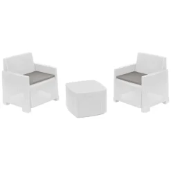 Set Salotto da Esterno Bianco 2 Posti un Tavolino, Made in Italy - Ari