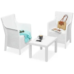 Set Salotto da Esterno Bianco 2 Posti un Tavolino, Made in Italy - Ben