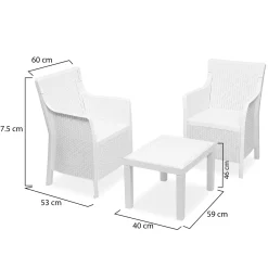 Set Salotto da Esterno Bianco 2 Posti un Tavolino, Made in Italy - Ben