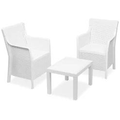 Set Salotto da Esterno Bianco 2 Posti un Tavolino, Made in Italy - Ben