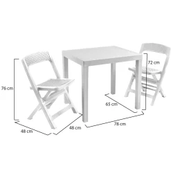 Set Salotto da Esterno Bianco 2 Posti un Tavolino, Made in Italy - Corinth