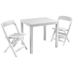 Set Salotto da Esterno Bianco 2 Posti un Tavolino, Made in Italy - Corinth