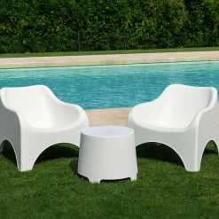 Set Salotto da Esterno Bianco 2 Posti un Tavolino, Tavolo Tavolino - Cormons