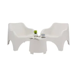 Set Salotto da Esterno Bianco 2 Posti un Tavolino, Tavolo Tavolino - Cormons