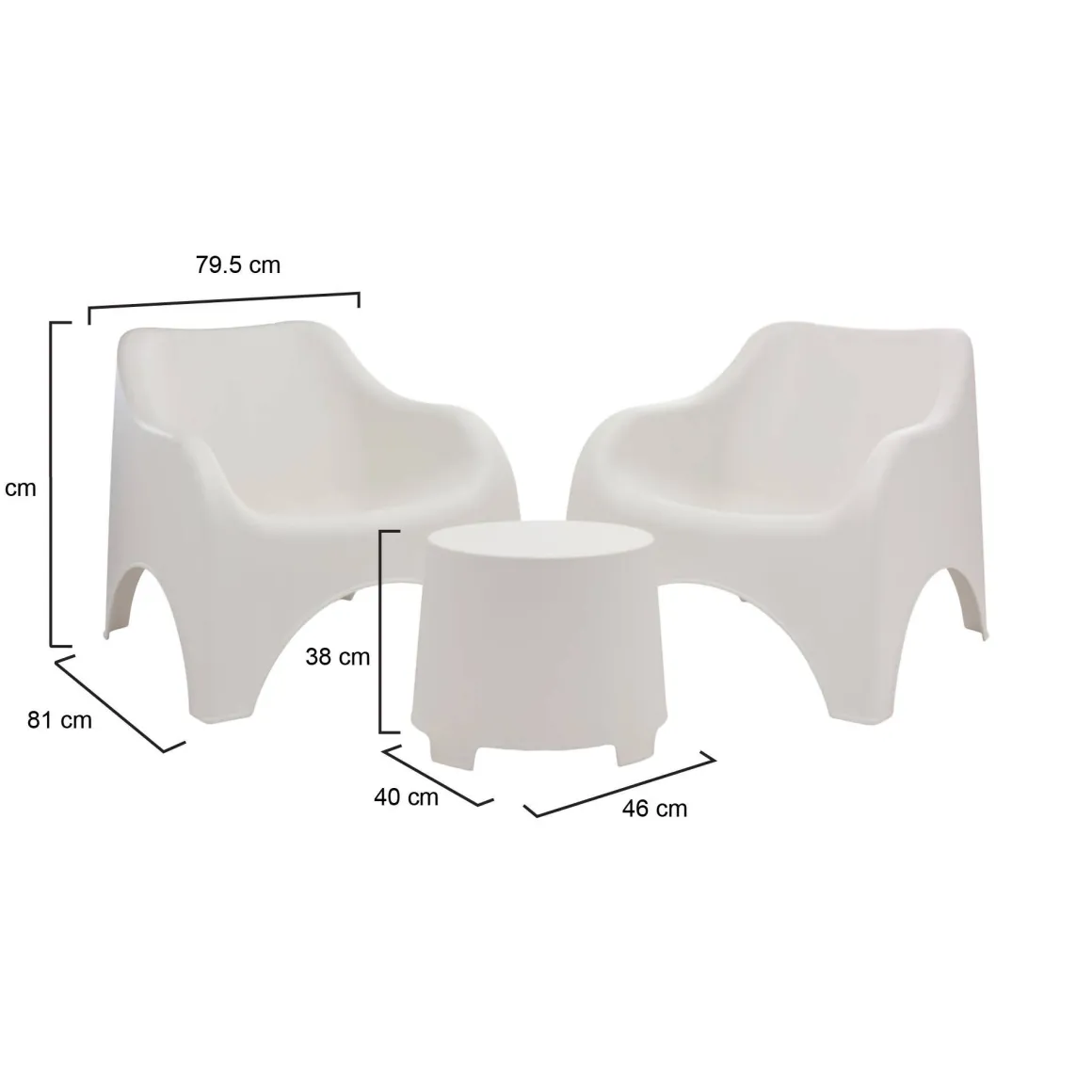 Set Salotto da Esterno Bianco 2 Posti un Tavolino, Tavolo Tavolino - Cormons
