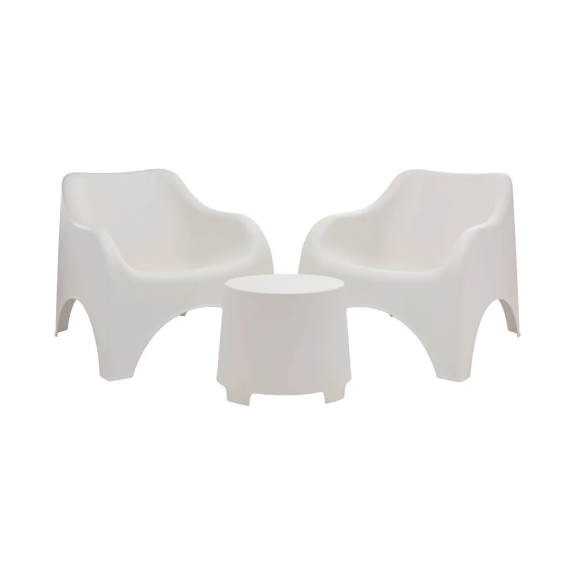 Set Salotto da Esterno Bianco 2 Posti un Tavolino, Tavolo Tavolino - Cormons