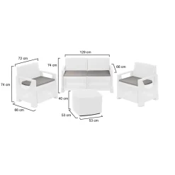 Set Da Esterno|Salotti Da Giardino > Dmora Set Salotto da Esterno 4 Posti un Tavolino, Impermeabile Idrorepellente - Alesandro Bianco