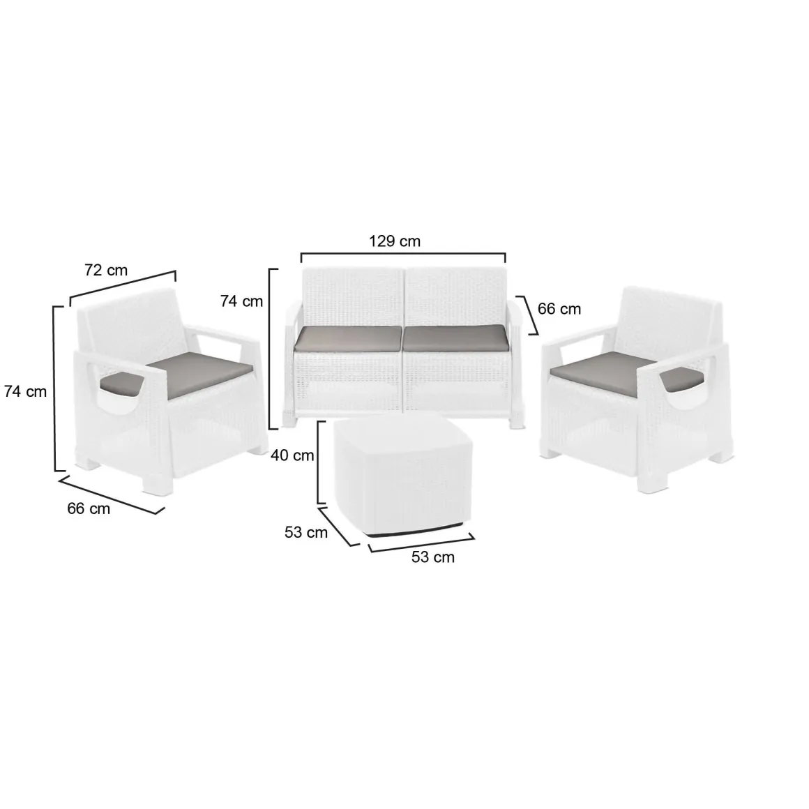 Set Da Esterno|Salotti Da Giardino > Dmora Set Salotto da Esterno 4 Posti un Tavolino, Impermeabile Idrorepellente - Alesandro Bianco