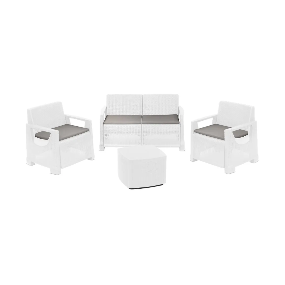 Set Da Esterno|Salotti Da Giardino > Dmora Set Salotto da Esterno 4 Posti un Tavolino, Impermeabile Idrorepellente - Alesandro Bianco