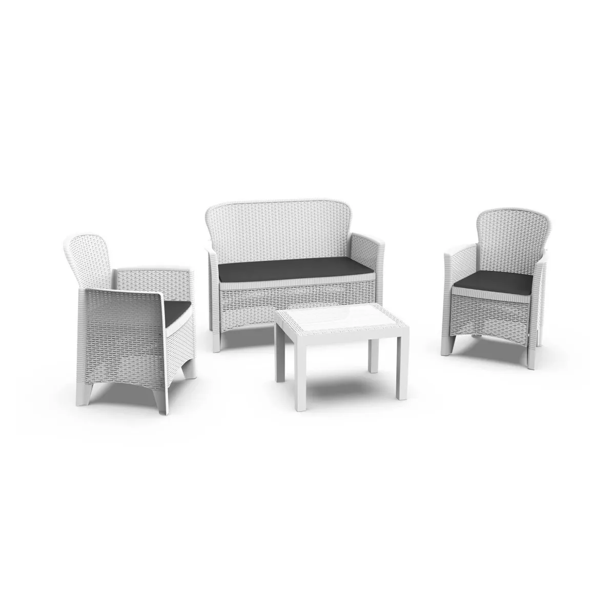 Set Da Esterno|Salotti Da Giardino > Dmora Set Salotto da Esterno 4 Posti un Tavolino, Impermeabile Idrorepellente - Alesandro Bianco