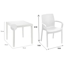 Set Salotto da Esterno Bianco 4 Posti un Tavolino, Impermeabile Idrorepellente Made in Italy - Mataga