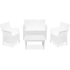 Set Da Esterno|Salotti Da Giardino > Dmora Set Salotto da Esterno 4 Posti un Tavolino, Made in Italy - Lasca Bianco