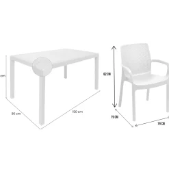 Set Da Esterno|Salotti Da Giardino > Dmora Set Salotto da Esterno Bianco Bianco 6 Posti 2 Tavolini, Beige Made in Italy - Curno BIanco, Bianco