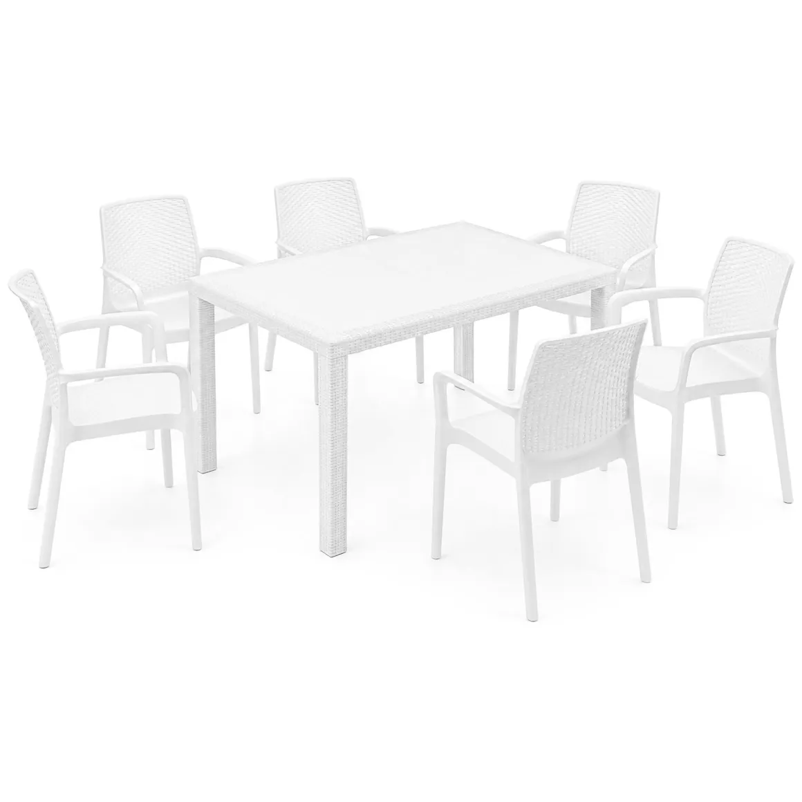 Set Da Esterno|Salotti Da Giardino > Dmora Set Salotto da Esterno Bianco Bianco 6 Posti 2 Tavolini, Beige Made in Italy - Curno BIanco, Bianco