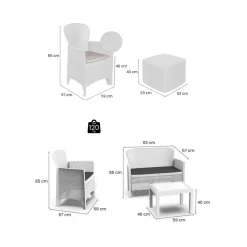 Salotti Da Giardino > Dmora Set Salotto da Esterno Bianco Bianco Salottino 4 Posti, Tavolo 10 Posti Posti un Tavolino, Impermeabile Idrorepellente Made in Italy - Domaso Bianco, Bianco