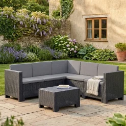 Set Da Esterno|Salotti Da Giardino > Dmora Set salotto da esterno Camerota, Made in Italy, Antracite Nero Antracite